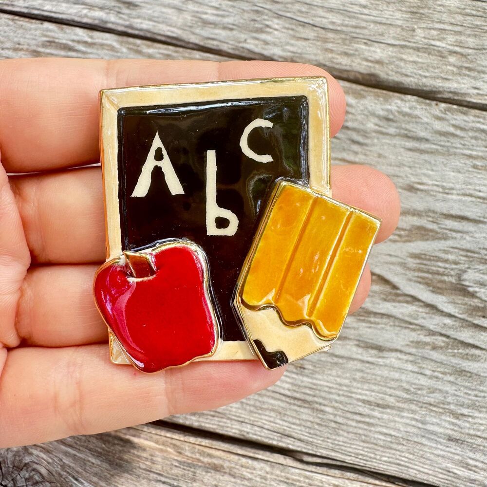 Teaching Brooch Teacher Pin Chalkboard Brooch Teacher Gift ABC Jewelry